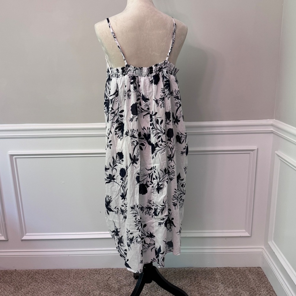 Joyspun Women Floral Cotton Nightgown White Black Lace Trim Sleep Dress Size L - Picture 4 of 8